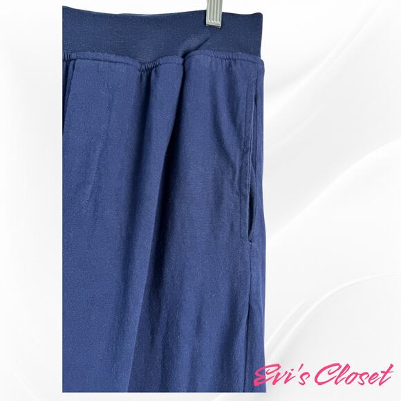 Dude Robe Mens Lounge Wear Sz Sm Navy Blue Pants Pajamas Terry Cloth Lined - Picture 3 of 6